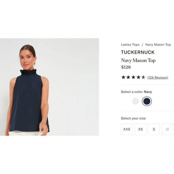 Tuckernuck Navy Mason Top Sleeveless Bow Tie Back Flowy Lightweight Blouse, XL - Picture 2 of 10